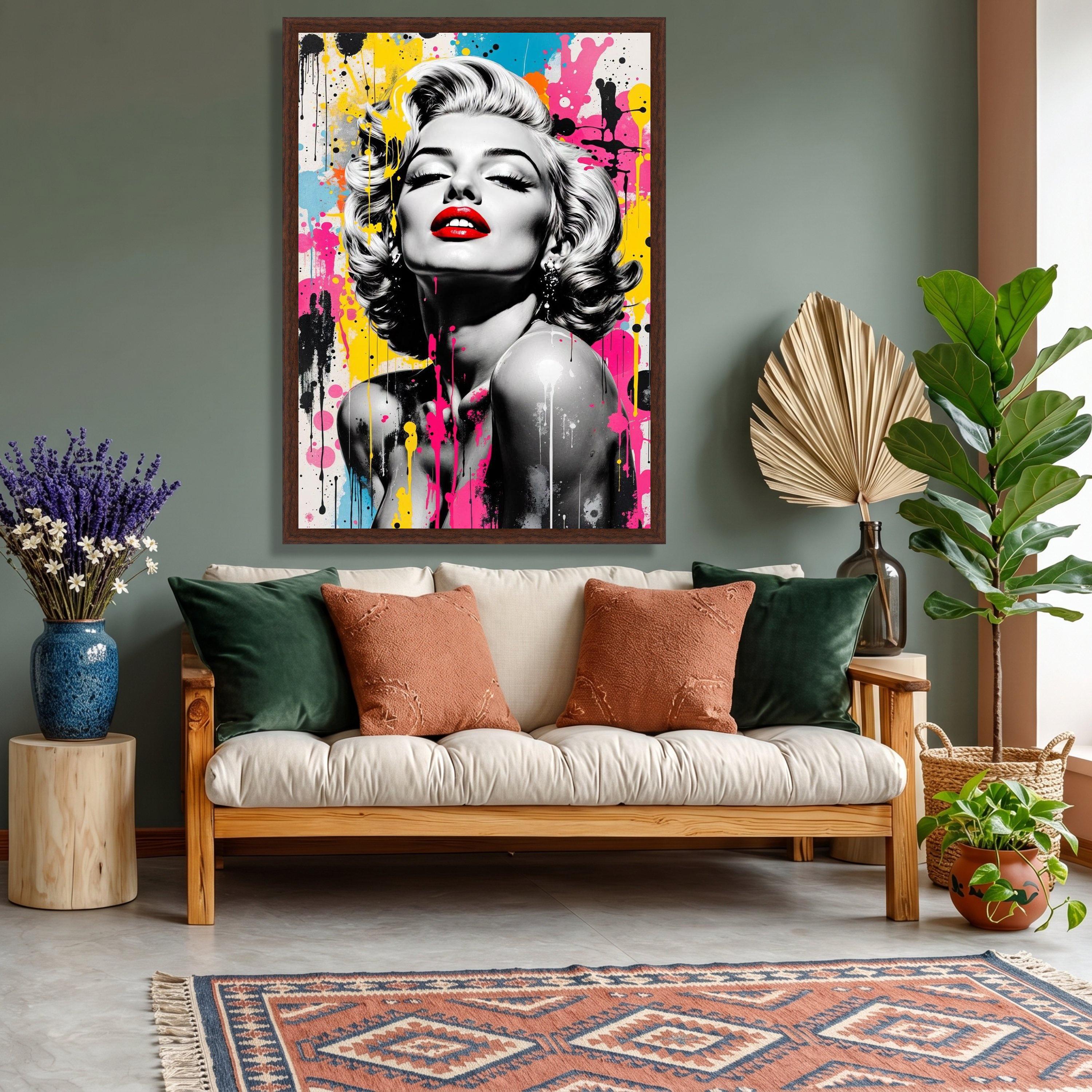Marilyn Monroe Pop Art Canvas, Colorful Graffiti Portrait, Modern Wall ...