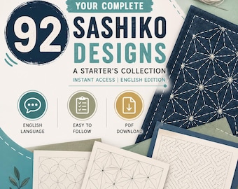 Sashiko Guide Book | Step by Step Tutorials in English |  Sashiko Embroidery Study Sheets