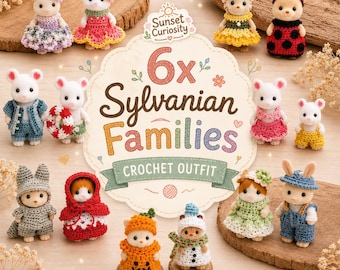 Sylvanian Families Crochet Outfits | 6 Guide books | PDF Pattern with Step-by-Step Diagrams | Japanese Language
