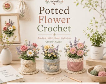 Potted Flower Crochet | PDF Pattern with Step-by-Step Diagrams | Beautiful Flower Crochet Japanese Language
