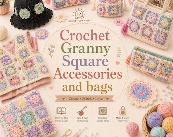 Crochet Granny Squares | PDF Pattern with Step-by-Step Diagrams | Bags Accessories and more | Japanese Language
