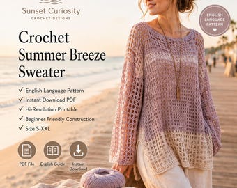 Crochet Summer Sweater Pattern PDF | Oversized Crochet Top | Women's Sweater Pattern | Instant Download | English Language