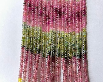 Natural Multi Tourmaline Gemstone Smooth Plain 3.5-4 mm Beads 14 Inch Loose, Smooth Tourmaline Beads, Multi Tourmaline Rondelle Beads