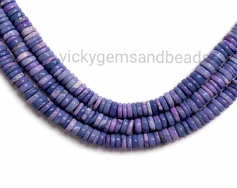Lavender Opal Smooth Heishi Tyre Beads, Purple Opal Plain Tyre Beads, Gemstone Jewelry Making, Beads for DIY, Opal Plain Wheel Beads