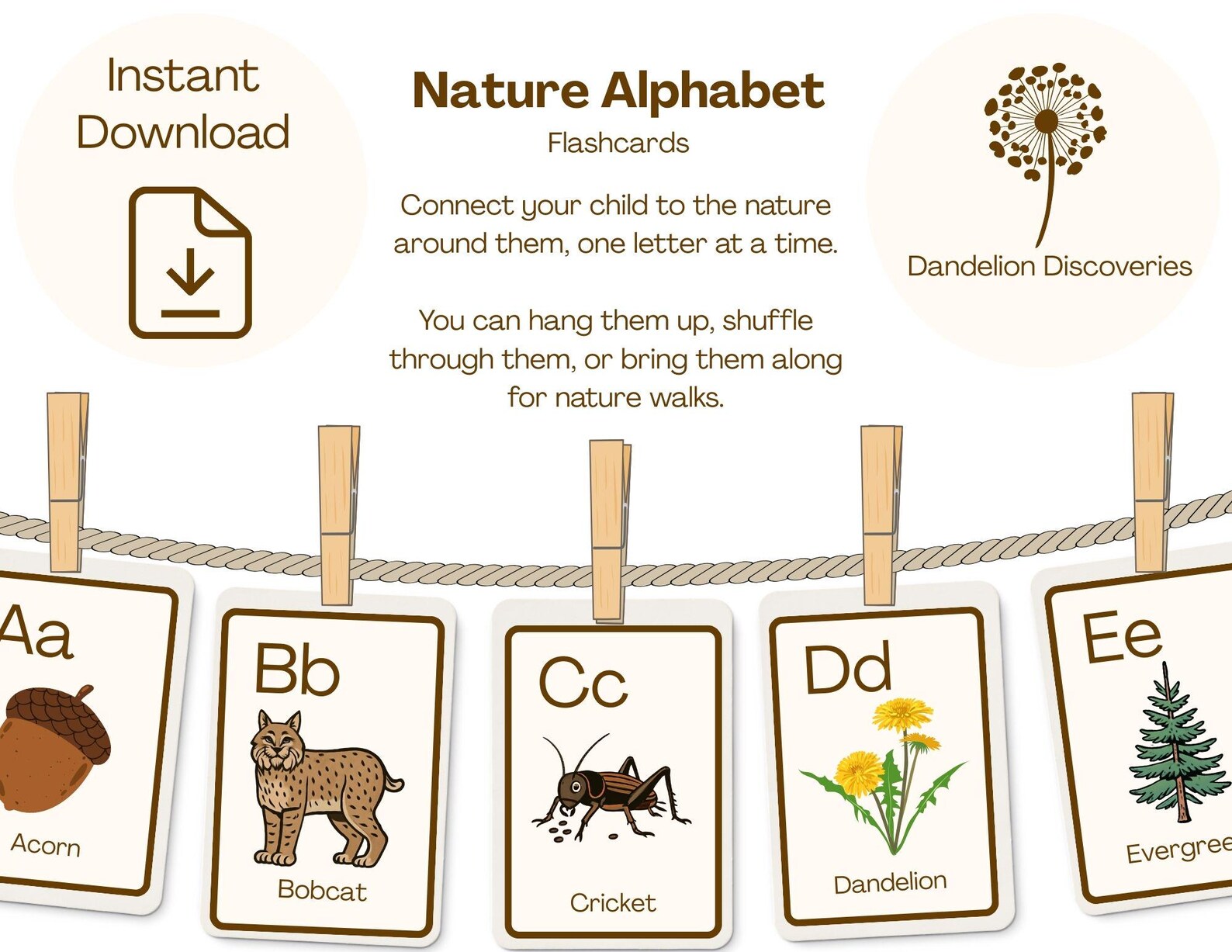 Nature Alphabet Flashcards | Printable ABC Cards (digital Download) - Etsy