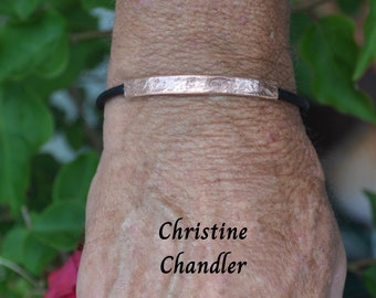 Copper Bracelet - Copper and Leather Bracelet - Mens copper bracelet - Womens copper bracelet - Leather Jewelry - Copper Jewelry - Hammered