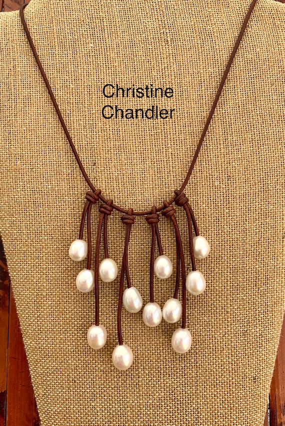 Pearl and Leather Jewelry - One-of-a-Kind Pearls - Large 15mm Very High Quality Pearl -  Pearl Necklace - Pearl Necklace - Pearl Jewelry