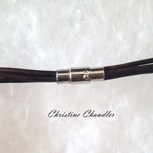 Leather Necklace Christine Chandler Leather and Sterling Silver Necklace 3 Strand Leather Necklace Leather Jewelry Sterling Silver image 4