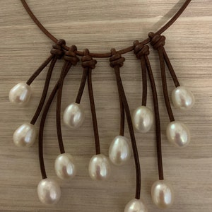 Pearl and Leather Jewelry - One-of-a-Kind Pearls - Large 15mm Very High Quality Pearl - Pearl Necklace - Pearl Necklace - Pearl Jewelry bild 5