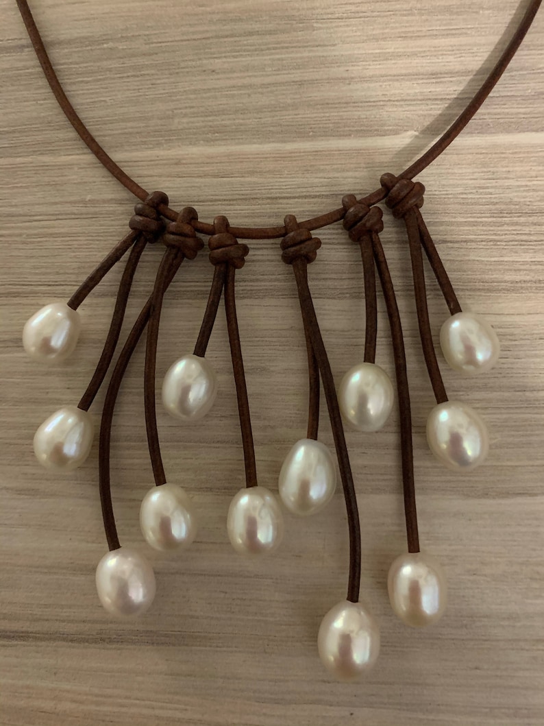 Pearl and Leather Jewelry - One-of-a-Kind Pearls - Large 15mm Very High Quality Pearl - Pearl Necklace - Pearl Necklace - Pearl Jewelry bild 5