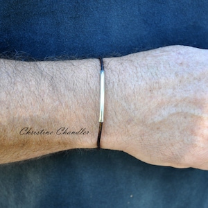 MEN'S Leather Bracelet with Sterling Silver - One Strand Accent Bracelet for a Man- Leather Jewelry Collection for Men