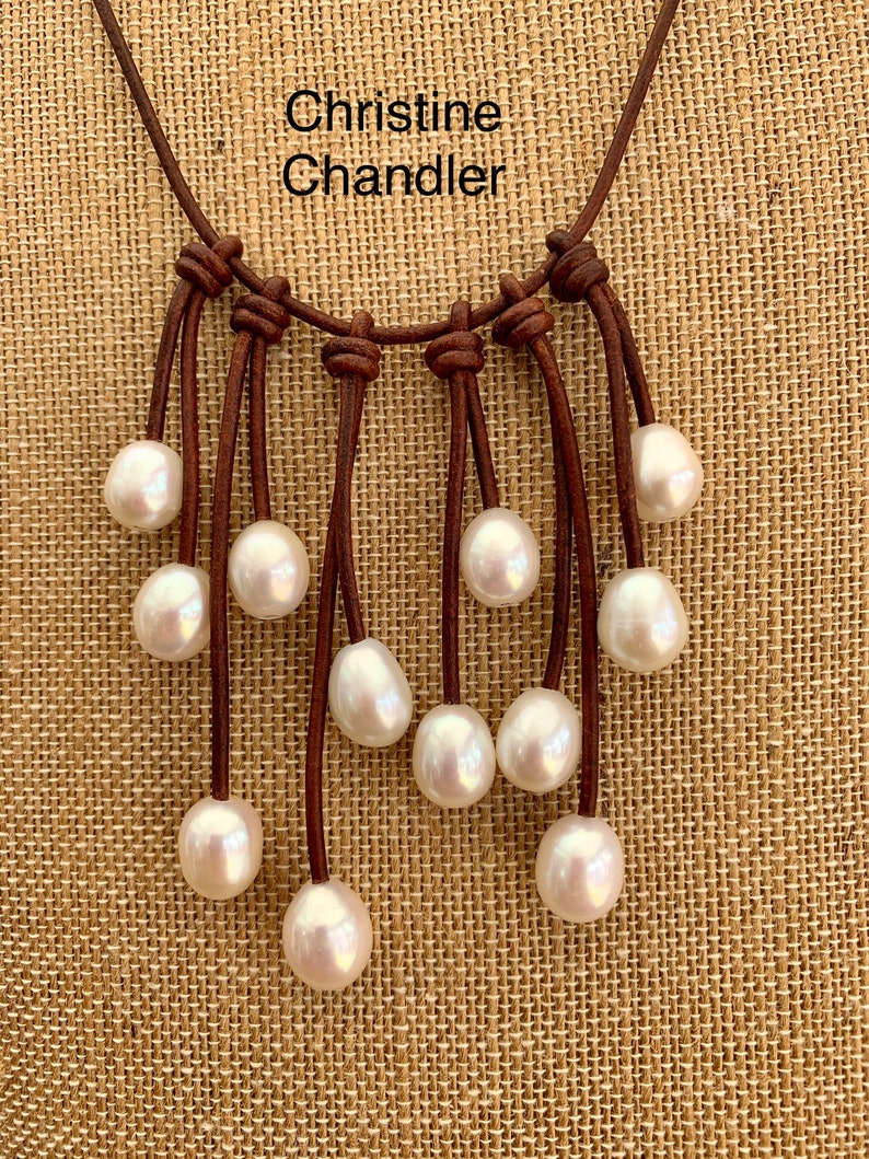 Pearl and Leather Jewelry - One-of-a-Kind Pearls - Large 15mm Very High Quality Pearl - Pearl Necklace - Pearl Necklace - Pearl Jewelry bild 3