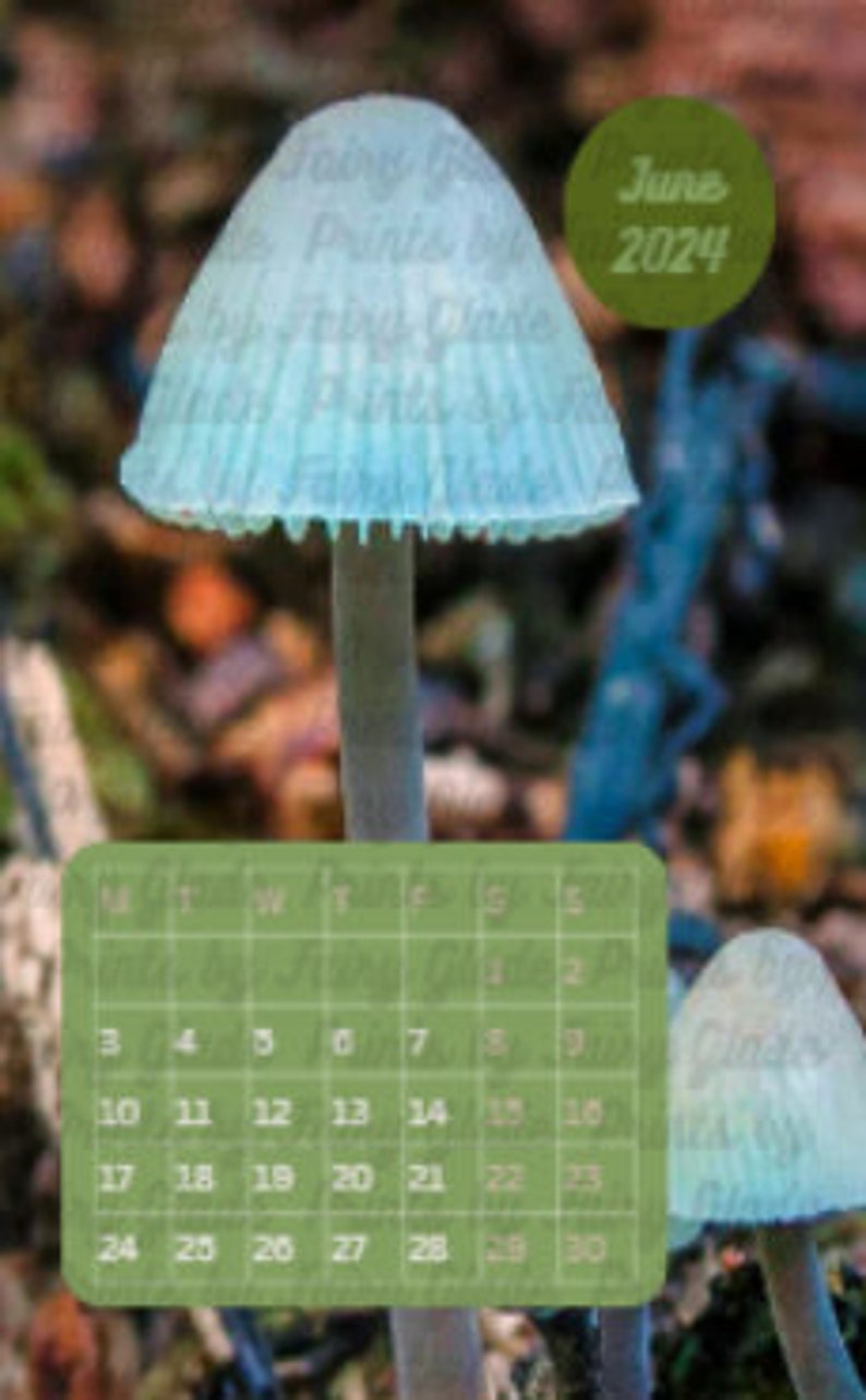 A4 Printable 2024 Calendar Beautiful Fungi Inspired, 12 Months of