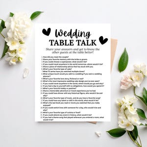 Wedding Table Talk Conversation Cards | Guest Ice Breaker Game (Digital Download)