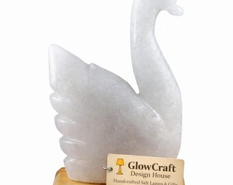 Swan Rock Salt Crystal Lamp, Natural Himalayan Ambient Night Light, Unique Home Decor