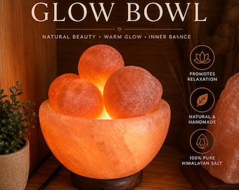 Handmade Himalayan Salt Glow Bowl Lamp | Natural Crystal Wellness Decor
