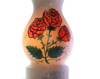 Hand-Painted Rose Himalayan Salt Lamp – Natural Crystal Air Purifying Night Light