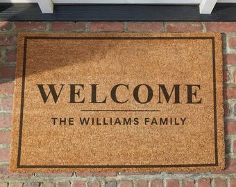 Custom Welcome Doormat, Personalized Welcome Name Doormat, Double Door Doormat, Extra Large Doormat, Large Doormat
