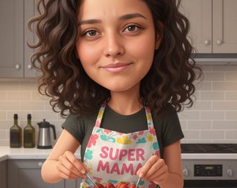 Caricatura de pastelero, retrato personalizado de panadero, regalo de caricatura de pastelero