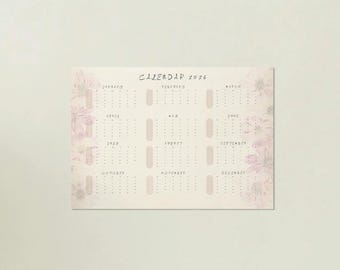 2026 Floral Vintage Printable Poster Calendar