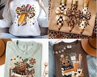 Leopard Teacher Apple School Supplies PNG Bundle: Checkered Polka Dot Pencil Scissors Ruler Set