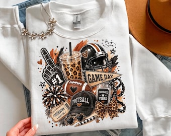Brushstroke Game Day Football Png, Leopard Football Doodles, Football Mom Shirt Football Vibes Png, Touchdown Season Png, Game Day Vibes PNG