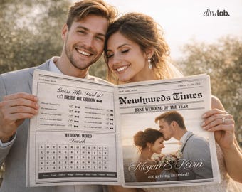Wedding Newspaper Template, Photo, Itinerary, Newlywed Times (Digital Download)