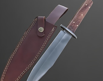 Hand forged 1095 High Carbon Steel Bowie Knife Camping Knife, Big Bowie Knife with Leather Sheath