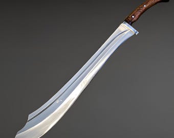 Handmade 21 Inch 5160 Carbon Steel Blade Machete, Hand Forged Viking Machete with Leather Sheath