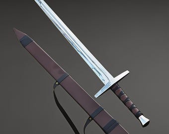 Hand-Forged Medieval Longsword with Scabbard – Handmade Carbon Steel Sword with Scabbard
