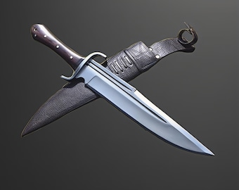 Custom Handmade Carbon Steel Blade Survival Bowie Knife | Camping Bowie Knife With Leather Sheath