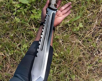 Handmade 5160 Spring Steel Hunting Machete, Full Tang Forest Knife, Hand Forged Machete with Leather Sheath