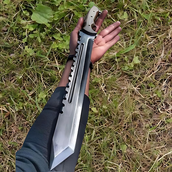 Handmade 5160 Spring Steel Hunting Machete, Full Tang Forest Knife, Hand Forged Machete with Leather Sheath