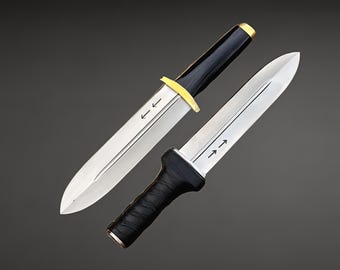 Handmade Thorfinn Dagger Knife, Anime Vinland Saga Carbon Steel Knife With Leather Sheath