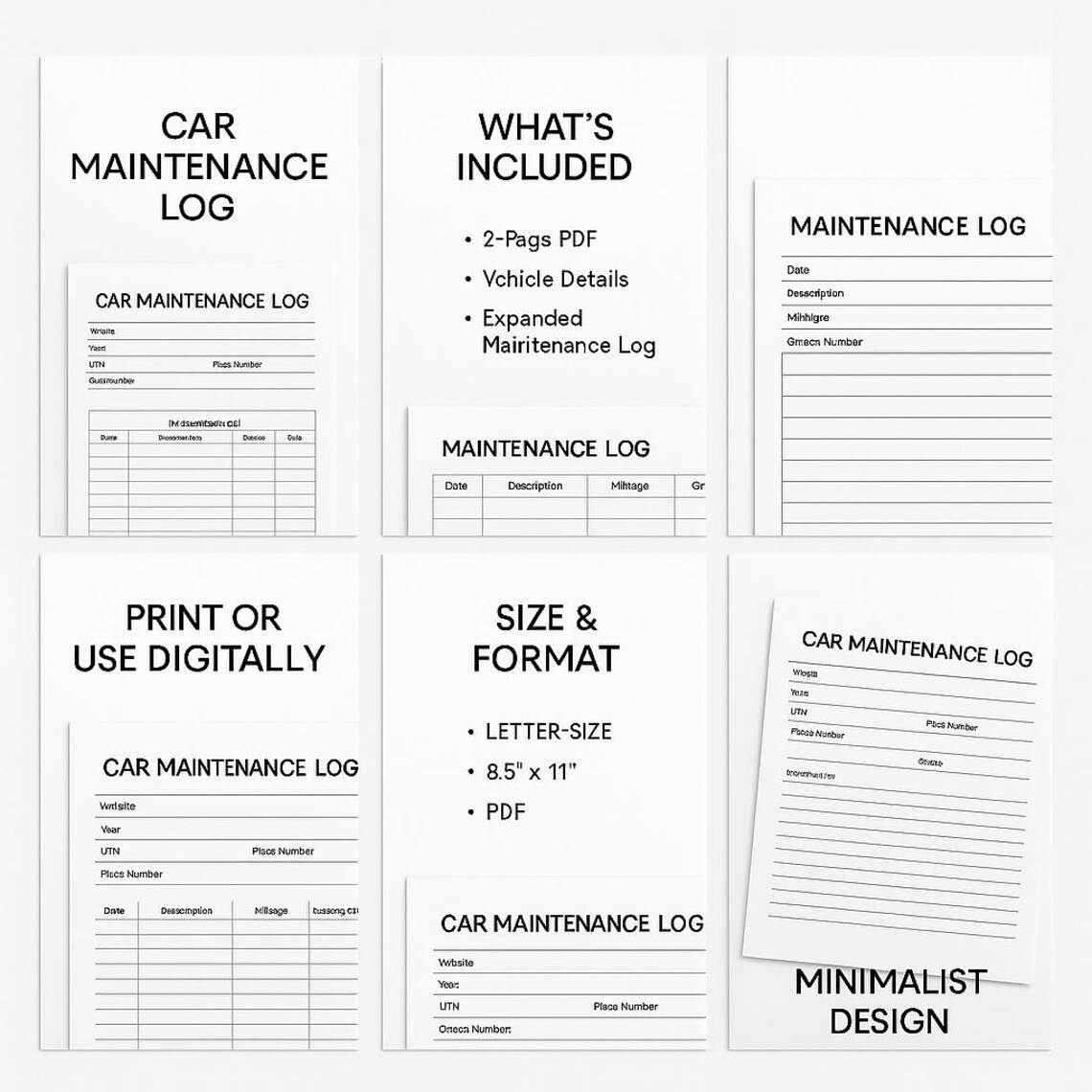 Car Maintenance Log - Etsy