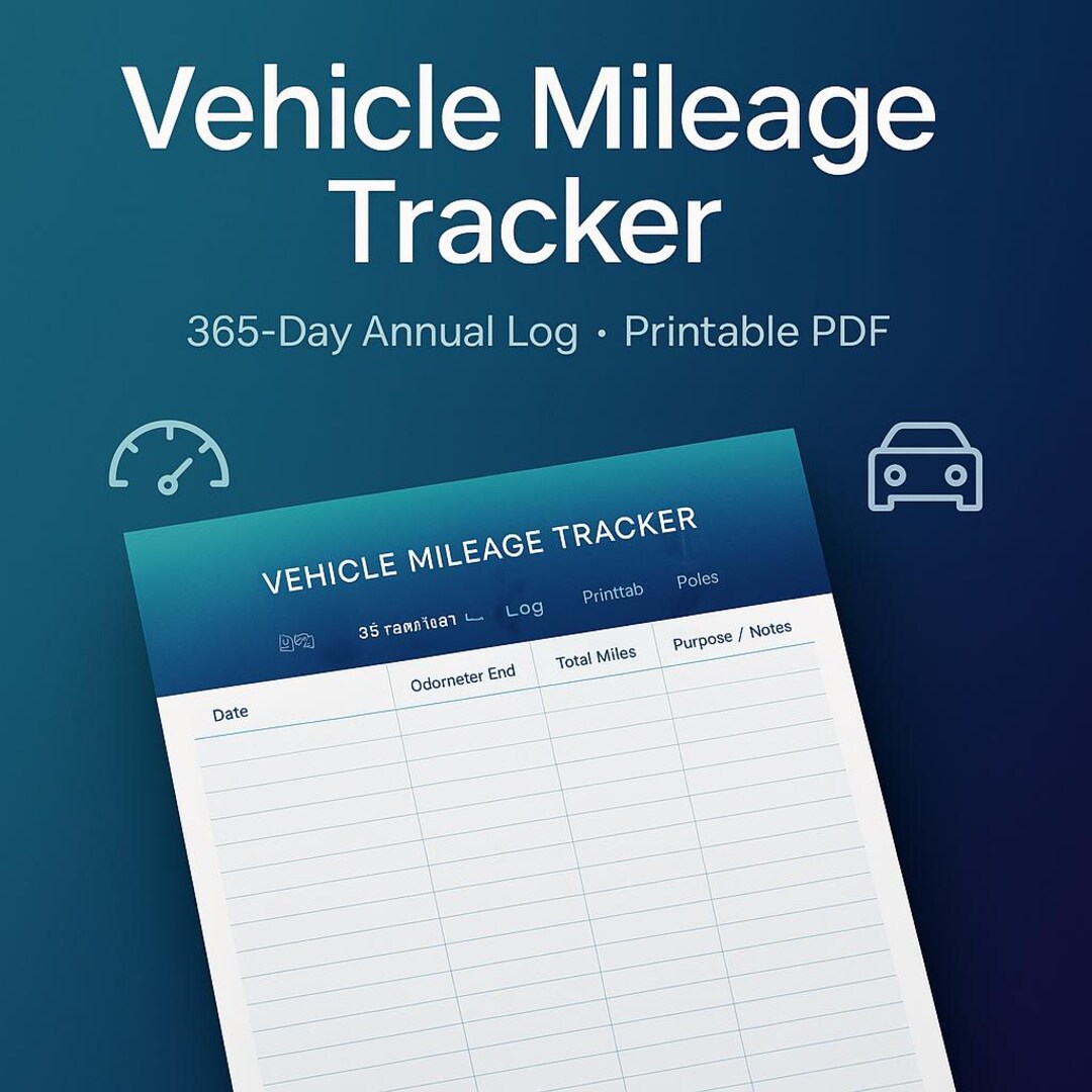 365-day Vehicle Mileage Tracker | Printable Odometer Log (PDF) - Etsy