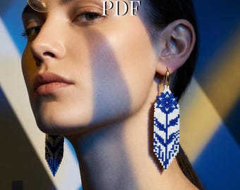 Floral Brick Stitch Earrings Pattern PDF |Spring Blue Bohemian Seed Bead Jewelry