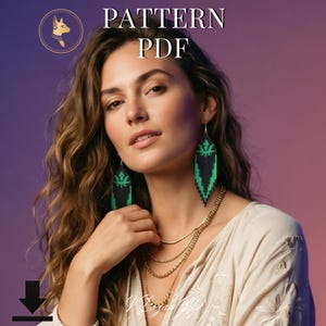 Cannabis Leaf Earrings Pattern PDF Marijuana Brick Stitch Seed Bead Earrings DIY Goth Style