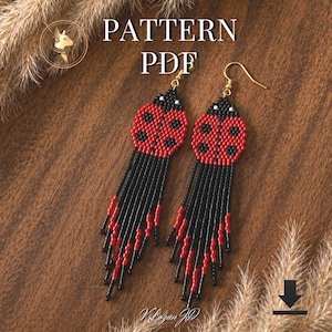 Marienkäfer Ohrringe Anleitung PDF Brick Stich Miyuki Rocailles Perlen Ohrringe DIY