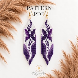 Brick Stitch Earrings Pattern PDF, Monarch Butterfly Wings, Colorful Seed Beaded Earrings, Beading Pattern