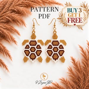 Turtle Earrings Pattern PDF Turtle Pattern Brick Stitch, Ocean Jewelry Design Inspired, Cute earrings Turtle Lover Gift