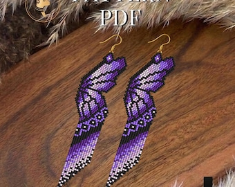 Butterfly Wings Seed Beads Earrings Pattern PDF Brick Stitch Miyuki Beading Patterns, Colorful Earrings