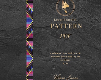 Loom Bead Pattern PDF, Miyuki Bracelet Pattern, Geometric Beaded Loom Bracelet