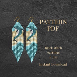 Blue Dolphin Earrings Brick Stitch Pattern Seed Bead  Fish Jewelry PDF Pattern