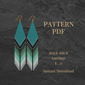 Seed Bead Earrings Pattern PDF | Brick Stitch Boho Emerald Long Earrings Design