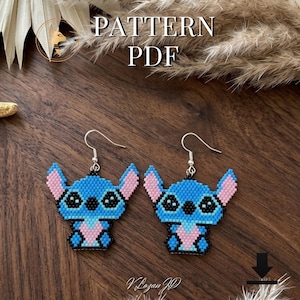 Stitch Ohrringe Muster PDF: Brick Stich Miyuki Rocailles Bead Design