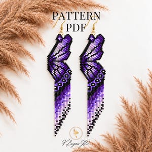 Butterfly Wings Seed Bead Earrings Pattern PDF Brick Stitch Beading Patterns, Colorful Earrings Digital Download For Adult Craft