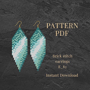 Brick Stitch Fringe Earrings Pattern PDF – Turquoise Abstract Seed Bead Tutorial For Adult Craft