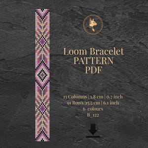 Purple Loom Beaded Bracelet Patterns PDF Seed Bead Miyuki Delica Boho Bracelet