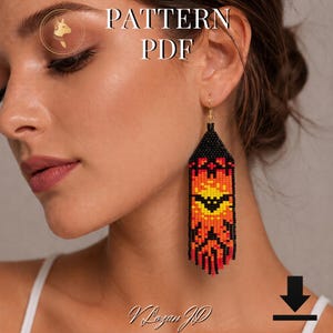 Pumpkin and Bat Seed Bead Earrings Pattern PDF, Miyuki Delica Halloween Fringe Earrings Tutorial, Brick Stitch Ghost Beadwork